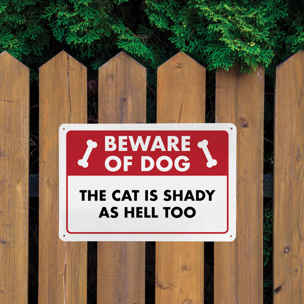 Targa in metallo con scritta in lingua inglese Beware of the